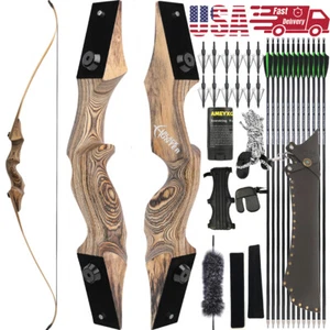 Juego de arco recurvo de tiro con arco de 30"" 20-60 lb derribo extremidades de núcleo de bambú objetivo de tiro - Imagen 1 de 13