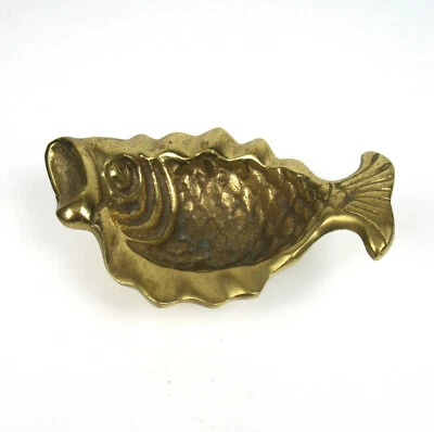 Designer Messing Aschenbecher FISCH Mid-Century Vintage Brass Ashtray FISH Bosse - Bild 1 von 4