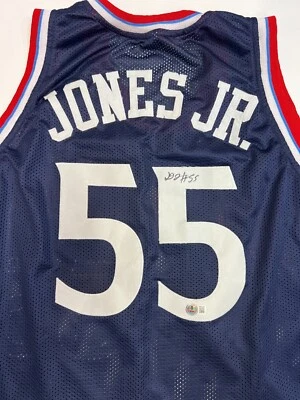 DERRICK JONES JR SIGNED CLIPPERS CUSTOM AIRPLANE MODE BLUE HOME JERSEY BAS ITP - Image 1 of 4