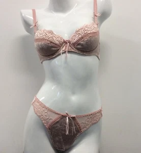 Ladies Velvet Underwire Lace Bra Brief Intimate Sexy Lingerie underwear (NM7-11) - Picture 1 of 20