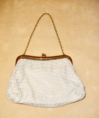 Vintage Whiting & Davis White Enamel Mesh Purse Evening Bag - Image 1 of 4