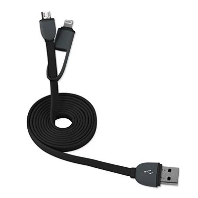 Reiko 39" 2IN1 USB Data Cable for 8-PIN And MICRO-USB Devices Color Black - Image 1 of 4