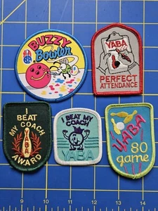 5 YABA Bowling Patch Buzzy Bowler, 80 Game, Perfect Attendance, I Beat My Coach - Picture 1 of 7