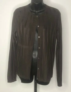 Neu mit Etikett TSE dunkelbraun Langarm strukturiert Rundhalsausschnitt Cardigan Größe Medium - Bild 1 von 7
