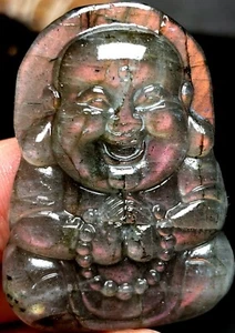 23g Buddhism carving Purple Labradorite natural crystal Hand Carved Healing q955 - Picture 1 of 6