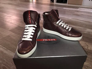 sneakers bordeaux PRADA vitello vintag 4T2596 P 8 uk = 42 fr neuves #650€ - Picture 1 of 11