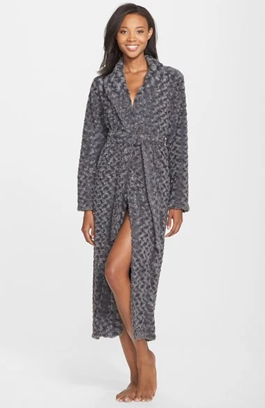 Nordstrom Textured Grey Castlerock Plush Thick Cozy Robe Size Small X1406 - Image 1 of 1