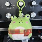 NWT Squishmallow 3.5" WENDY The Frog Green Plaid Scarf Clip Keychain Fall 2023
