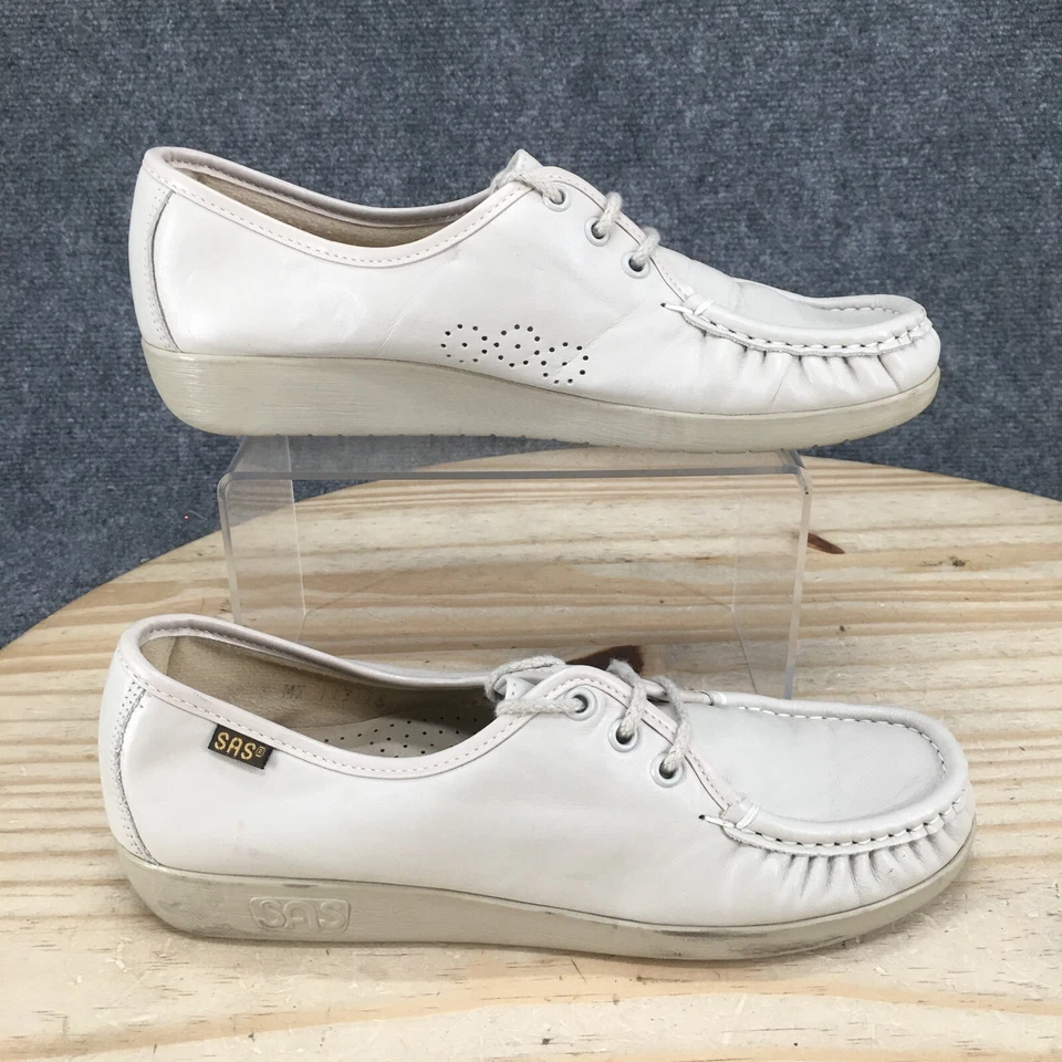 Zapatos Sas para mujer 7M informales sin usar, en caja, zapatillas Oxford cómodas de cuero beige con cordones Foto 1 de 4