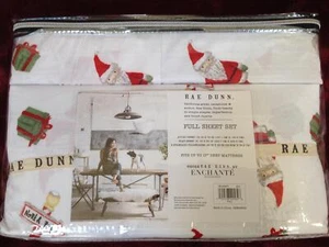 Nuevo con etiquetas Juego de sábanas Feliz Navidad Rae Dunn Feliz Navidad Polo Norte Santa Señora Claus - Imagen 1 de 7
