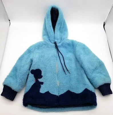  Abrigo vintage de los años 60 para niños pequeños talla 3 cremallera frontal corbata de cordero difusa forrada en muy buena condición Foto 1 de 4