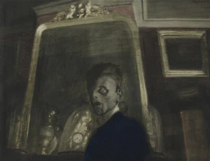 Léon Spilliaert - Self Portrait Infront of Mirror (1908) Creepy - 17"x22" Print - Picture 1 of 1
