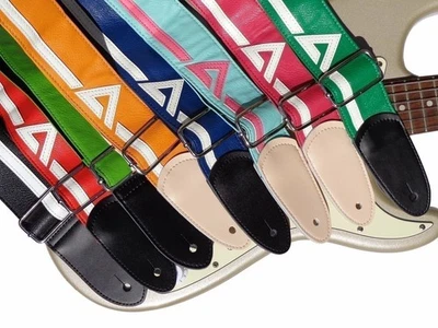 Leather Guitar Strap Electric Acoustic Bass Guitar Racing Stripe Vegan Vinyl - Image 1 of 4