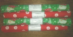 Lot of 4 Christmas holiday print fat quarters fabric material sewing red green - Picture 1 of 2
