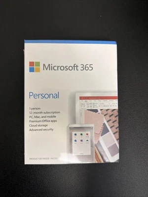 NEW SEALED Microsoft 365 Personal–Physical Box, 1 User, 12-Month – (QQ2-01024) - Image 1 of 2