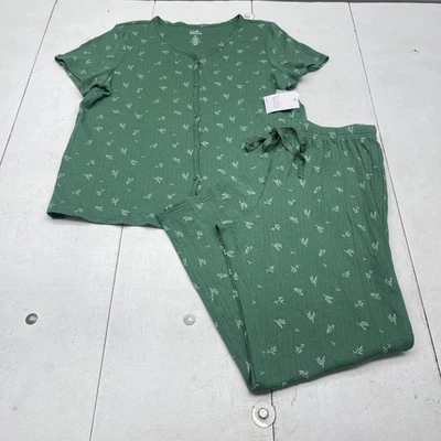 Conjunto de pijama Croft & Barrow para mujer XL verde ropa de dormir manga corta pantalones superiores Foto 1 de 4