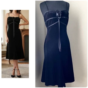 Vtg Cache Black Velvet Cocktail Dress 4 - Picture 1 of 20
