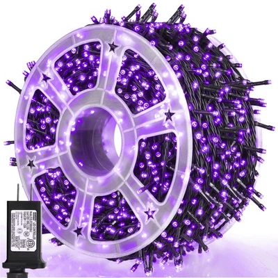 Weillsnow 164FT 500 LED Luces de Navidad Púrpura, 8 Modos Impermeable Enchufe S... Foto 1 de 4