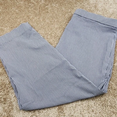 Alfred Dunner Petite Gingham Cropped Pants Size 16P Navy White - Image 1 of 4