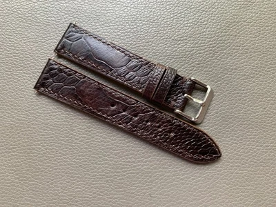 Pulseira de relógio de couro de avestruz genuíno sobrancelha tamanho personalizado 16 17 18 19 20 21 22mm - Imagem 1 de 4
