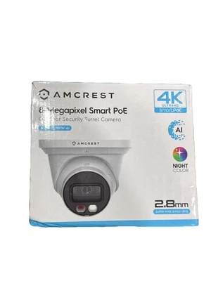 Amcrest IP8M-2779EW-AI 4K UHD IP PoE Turret Security Camera - White - Image 1 of 4