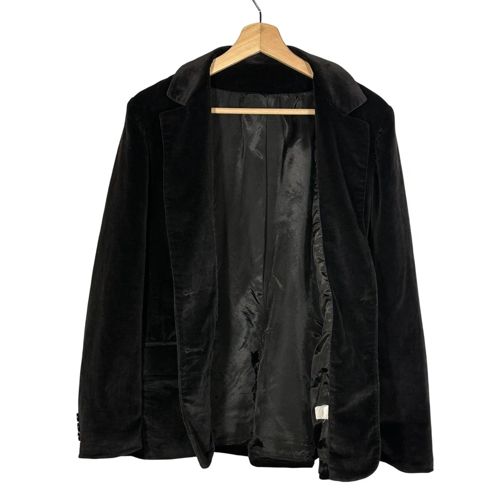 Chaqueta Blazer Vintage Terciopelo Mujer Negra Botón Único Muescas Solapa Talla Grande Foto 1 de 4