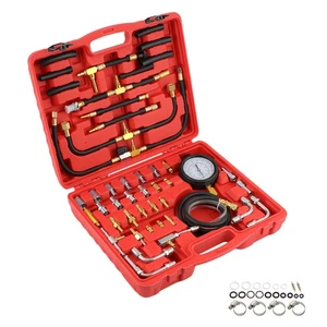 Fuel Injection Gauge Pressure Tester Car Pump Fittings Tool Set 0-140 PSI Kit - Imagen 1 de 11