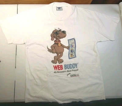 Vtg T Shirt 90s Y2K Web Buddy Dataviz Interenet History Lee XL  Cotton Browser  - Image 1 of 4