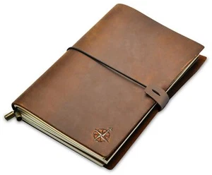 Carnet De Voyage En Cuir A5-22 X 15 cm A5 - Journal De Voyage Rechargeable ® ... - Afbeelding 1 van 5