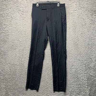 Kenneth Cole Reaction Pantalones Para Hombres Negro 31 Traje Vestido Sin Dobladillo Plano Pin Rayas Foto 1 de 4
