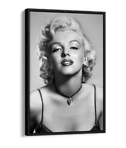 RETRATO DE MARILYN MONROE - LIENZO EFECTO FLOTADOR ARTE DE PARED IMPRESIÓN FOTOGRÁFICA - BLANCO Y NEGRO - Imagen 1 de 12