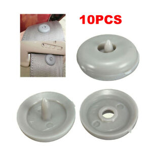 10* Car Seat Belt Buckle Stop Button Gray Plastic Fastener  Fit For Any Vehicle