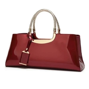 Women's Patent Leather Tote Bag Stylish Premium Quality Fashion Handle Handbag - Picture 1 of 6