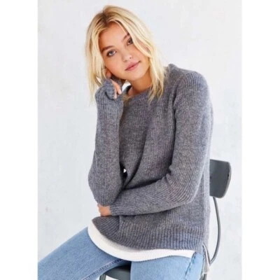 Suéter UNIF Para Mujer Gris Acanalado Tejido Waffle Mezcla Acrílica Talla XS Foto 1 de 4