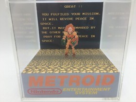 Metroid Samus Ending Title Reveal Shadow Box Diorama Cube Nintendo NES