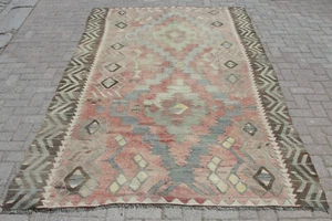 Alfombra Kilim Turca Rara 6x9 - Alfombras Grandes Bohemias Hechas a Mano para Sala de Estar - Imagen 1 de 11