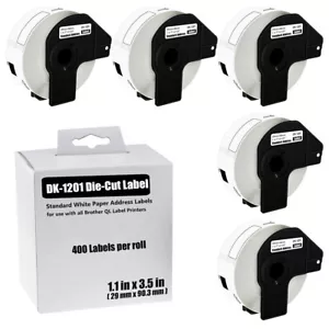 5 Rollen 29 mm x 90,3 mm Standardversand 400 Etiketten DK-1201 für Brother QL Drucker - Bild 1 von 12