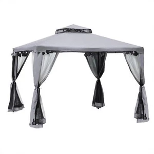 Outsunny 3 x 3 m Metal Gazebo Garden Outdoor 2-Tier Roof Marquee Party Grey - Picture 1 of 11