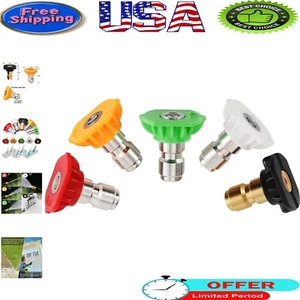 Durable 4500 PSI Pressure Washer Nozzles - 5 Pack Multi-Degree Tips for All Jobs - Picture 1 of 11