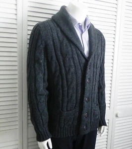 NEW Mens ALPACA Acrylic Wool Cardigan Cable Sweater Size 3XL XXXL Gray Handsome - Picture 1 of 7