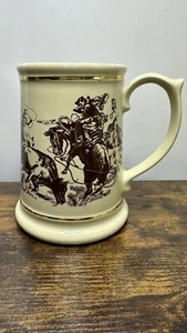 Teleflora Gift Cowboy Gift Franklin Porcelain Vintage Beer Stein Mug Black Gold - Picture 1 of 14