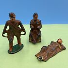 (3) 1930s  Barclay Manoil Soldiers Wounded Man, Corpsman, Office Dimestore Toy