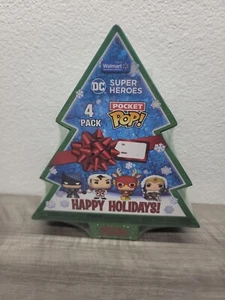 Funko Pop DC Super Heroes Happy Holiday 4 Pack NEW WALMART BATMAN SUPERMAN FLASH - Picture 1 of 2