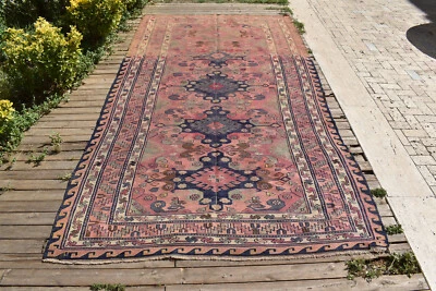Caucasian Rug Hand Woven 5x11 Antique Vintage Sumak Multi Color Kilim 180x350cm - Image 1 of 4