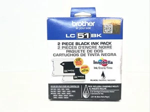 Paquete de 2 cartuchos de tinta genuinos Brother LC512PKS de tinta negra NUEVOS EN CAJA ABIERTA. *I* - Imagen 1 de 9