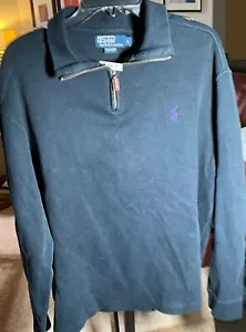 Polo vintage 1/4 zip manica lunga felpa di Ralph Lauren uomo grande IN8109 - Foto 1 di 7