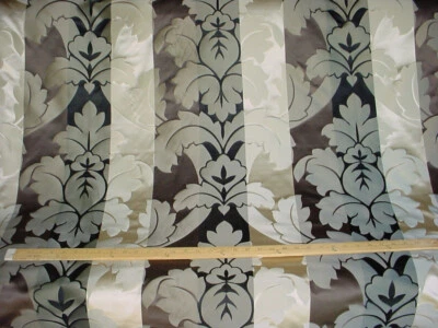 2-1/4Y Robert Allen Grand Leaves Bronzed Jet Silk Drapery Upholstery Fabric - Image 1 of 4