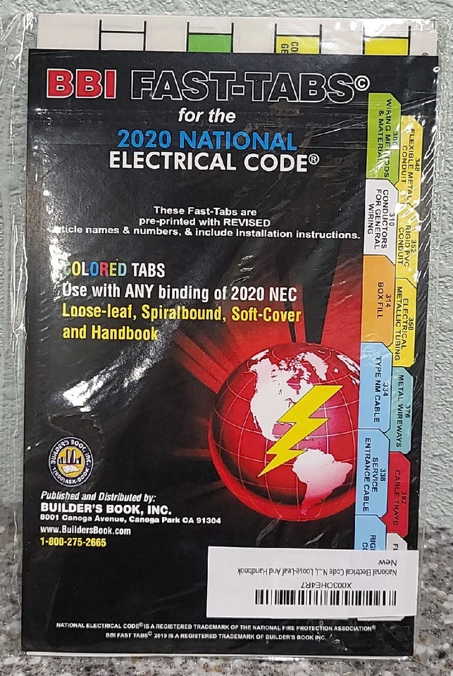 National Electrical Code NEC Colored 2020 Fast Tabs Softcover Looseleaf Handbook
