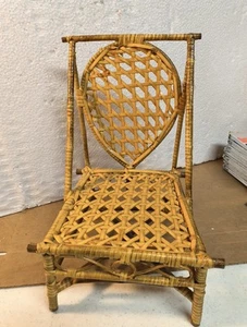 American Girl Doll Wicker Wooden Chair 10.5 X 7 Inches Unbranded - Picture 1 of 5