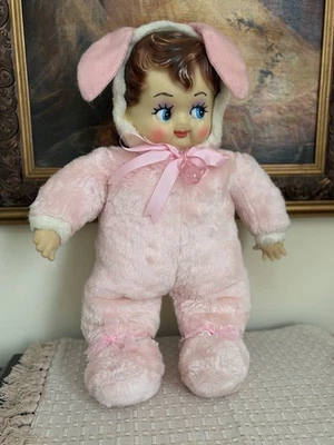 Vintage Rubber Face Plush Baby - Image 1 of 4
